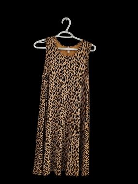 Joe Fresh Tan and Black Leopard-Print Sleeveless A-Line Dress